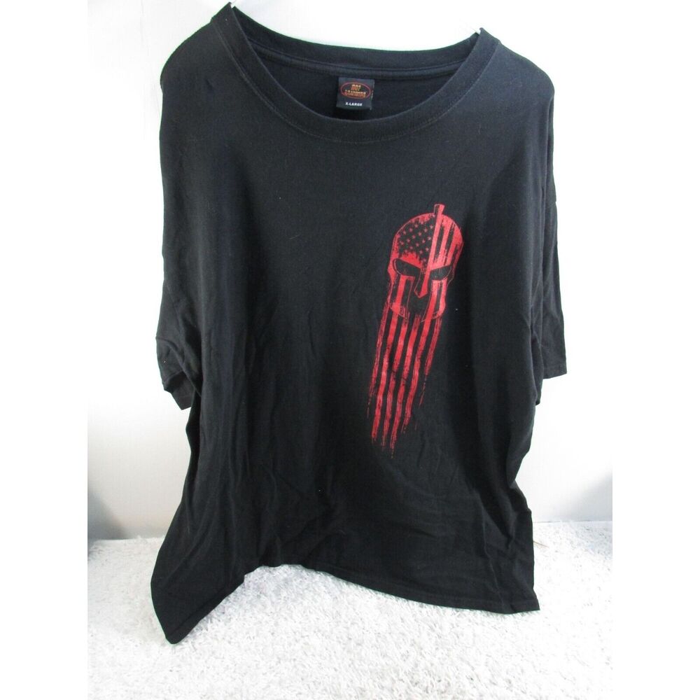 Hot Leathers GMD1468 Men's Red Warrior Skull Flag Black T-Shirt X Large